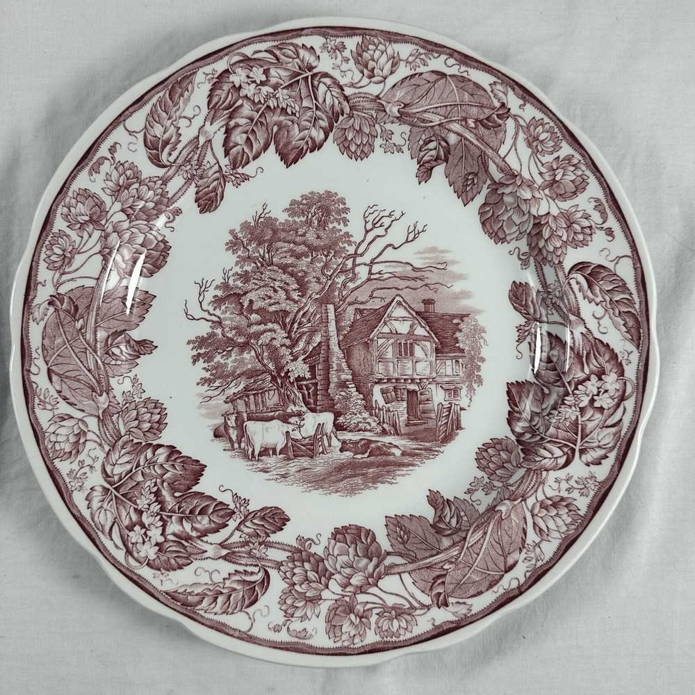 Spode Rural Scenes Blue Room Collection Dinner Plate 10 3/8" Red Vintage